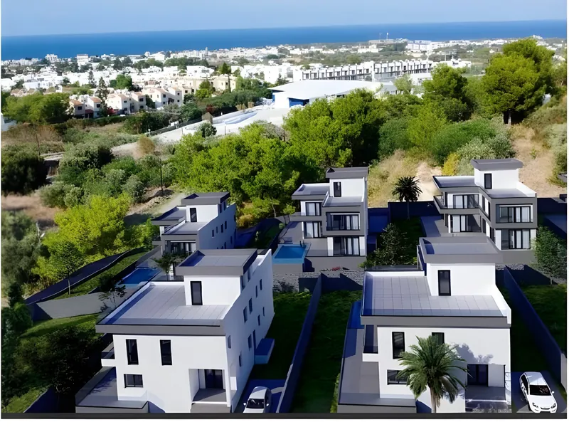 Sunny Hill Homes villas in Edremit, with Kyrenia and the sea beyond